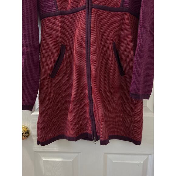 Title Nine Berry Colorblock Textured Hooded Tunic “Improv” Sweater Medium - Picture 3 of 6